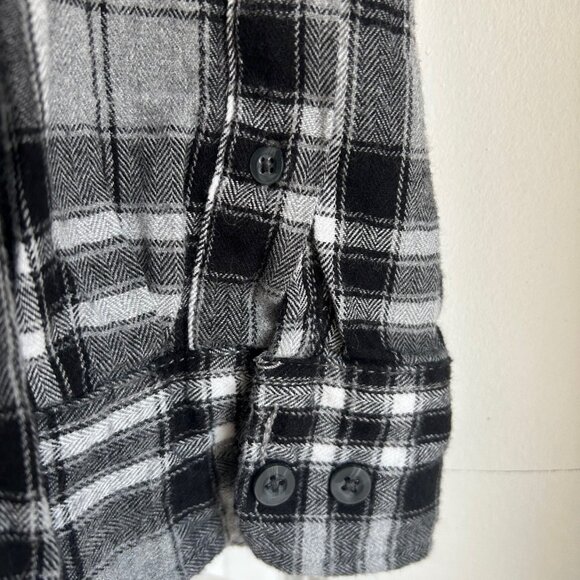 George Men's Flannel Shirt XL Grey Black Soot Plaid Super Soft Outdoor Casual - Picture 7 of 13